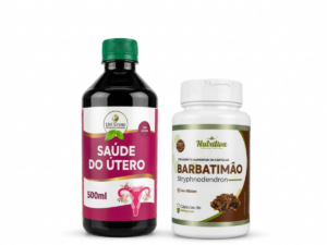 Kit Mujer Íntima con Saúde do Útero 500 ml y Barbatimão 500 mg para bienestar y cuidado femenino.