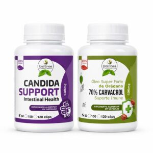 Kit Candida Support y Aceite de Orégano 70% Carvacrol para salud intestinal e inmunidad.