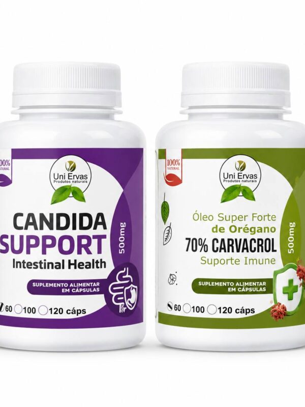 Kit Candida Support y Aceite de Orégano 70% Carvacrol para salud intestinal e inmunidad.
