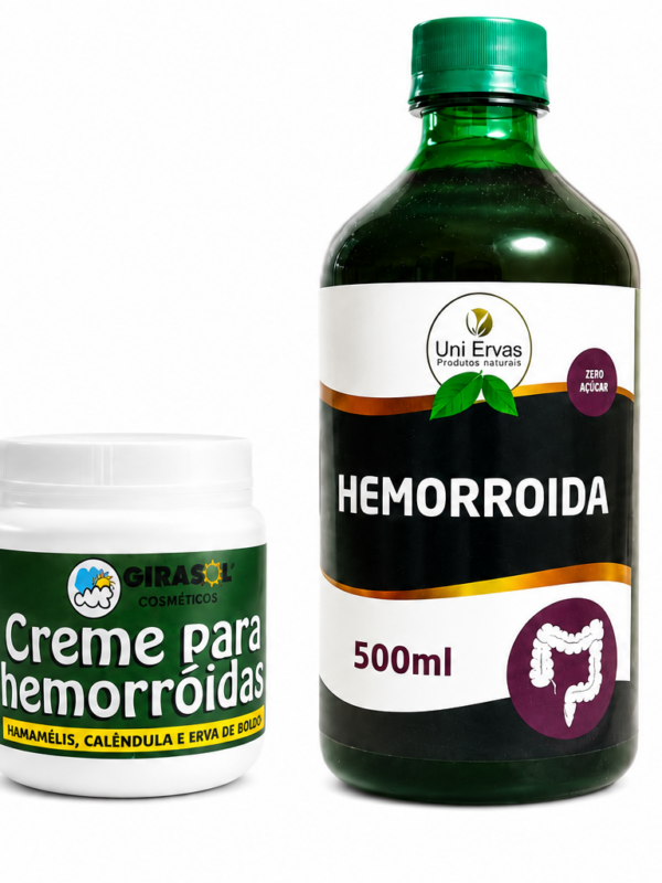 Kit Hemorroidal Uni Ervas con jarabe de 500 ml y crema para hemorroidas para cuidado natural